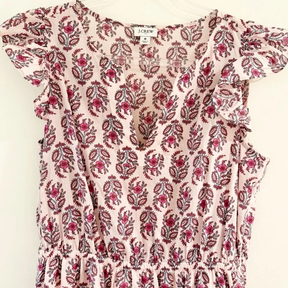 J. Crew Ruffle-Sleeve Floral Print Midi Dress - Picture 3 of 11